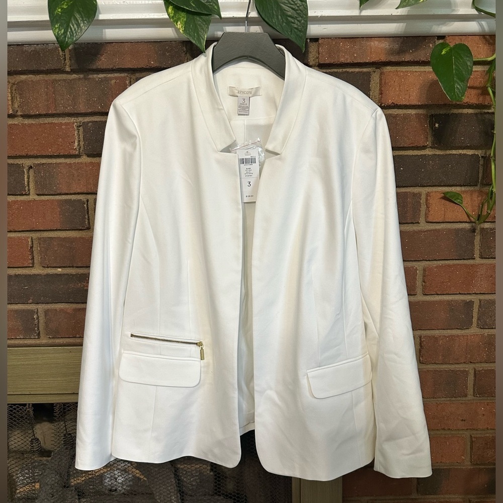 🔥NWT 4% Spandex comfortable open front no button Blazer jacket Chico’s Size 3 - Picture 10 of 13